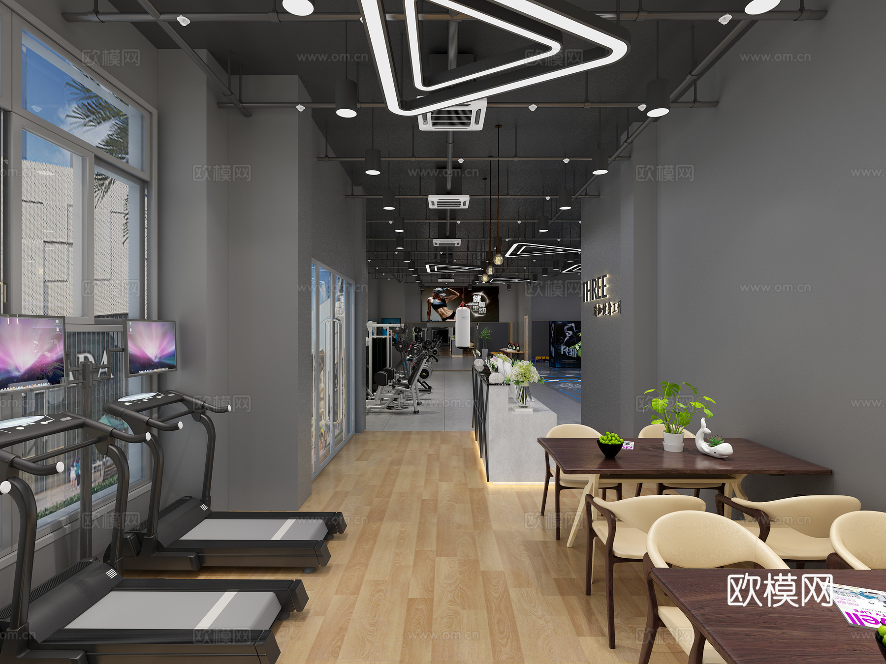 现代健身房大厅 前台3d模型