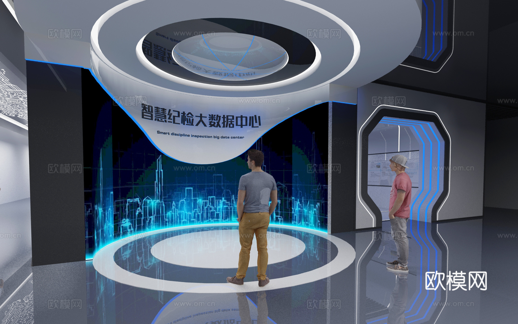 现代科技展厅 展柜 电子显示屏3d模型