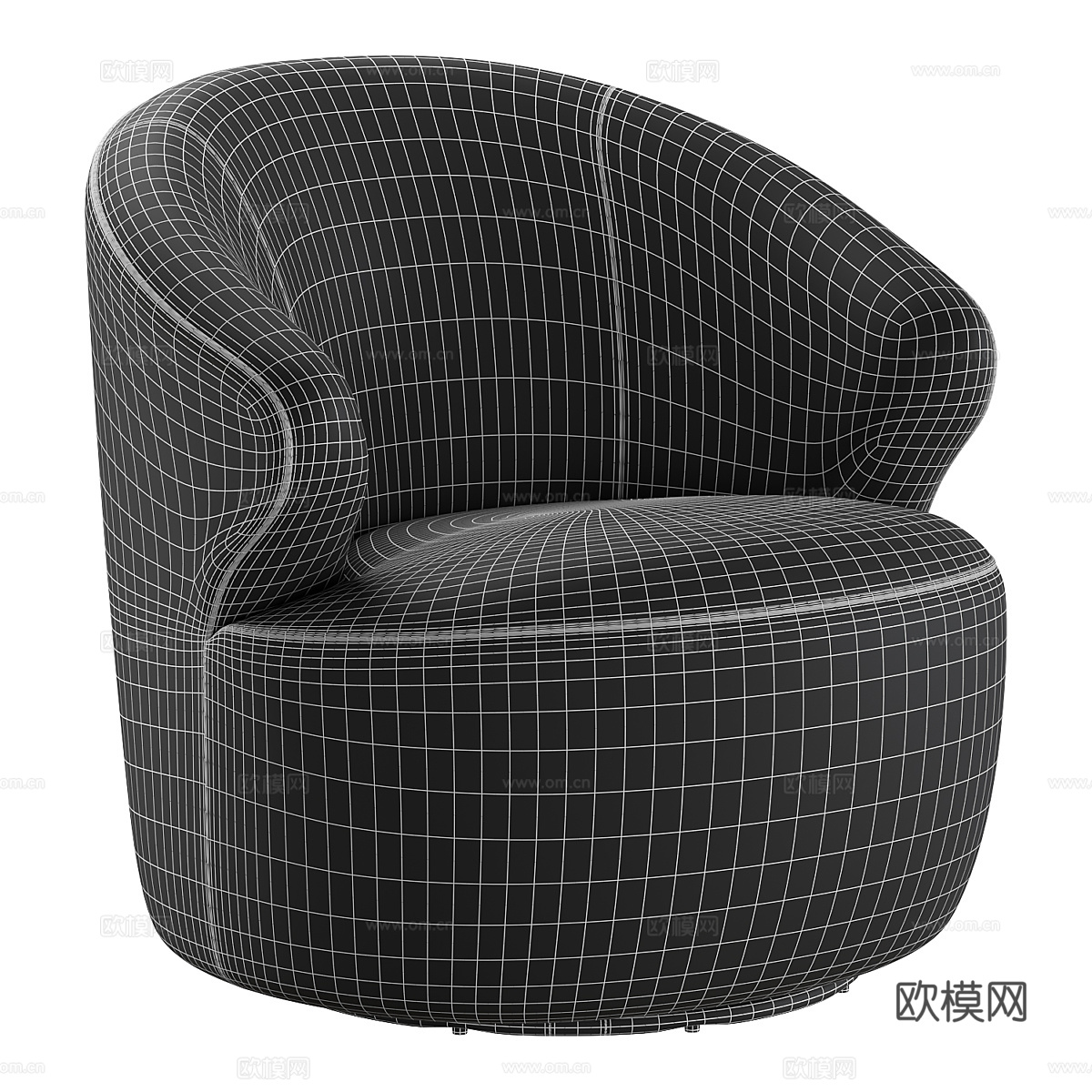 现代意式布艺扶手椅3d模型