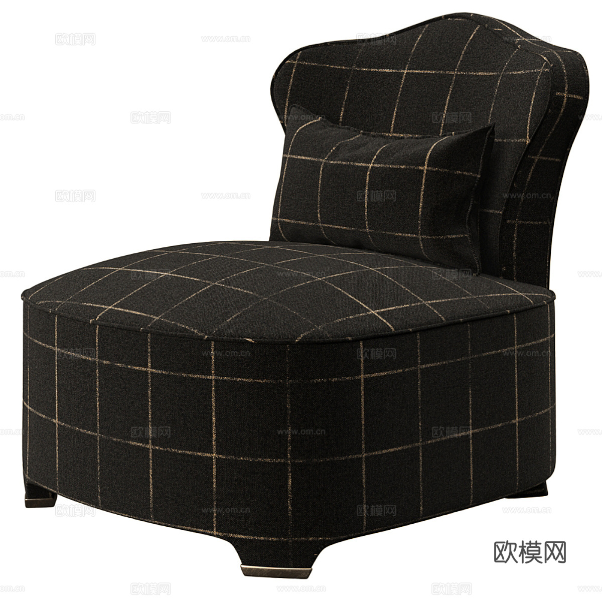 美式简约布艺沙发椅3d模型