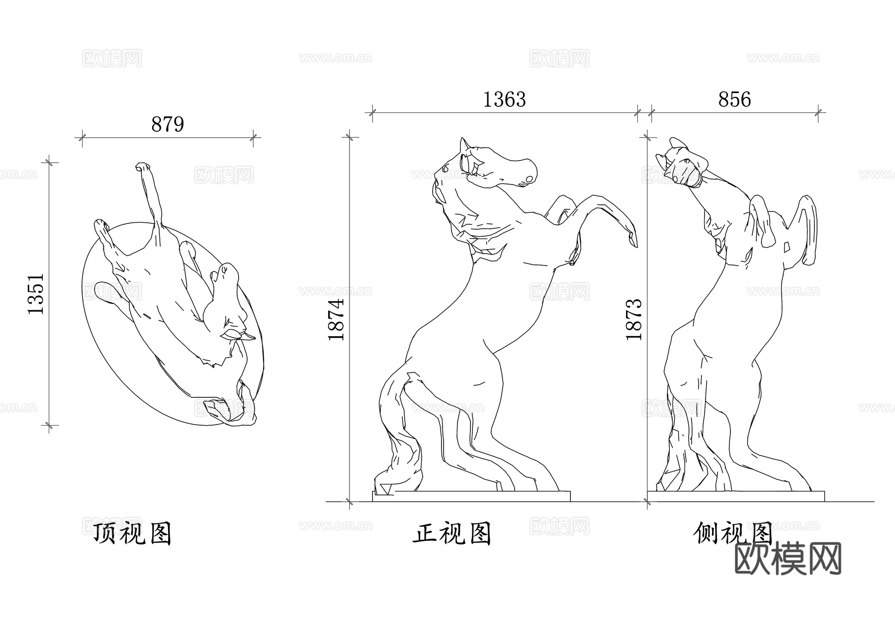 铜质马雕塑 铜马雕像 马造型铜雕 艺术铜马 动物铜雕 骏马铜cad施工图