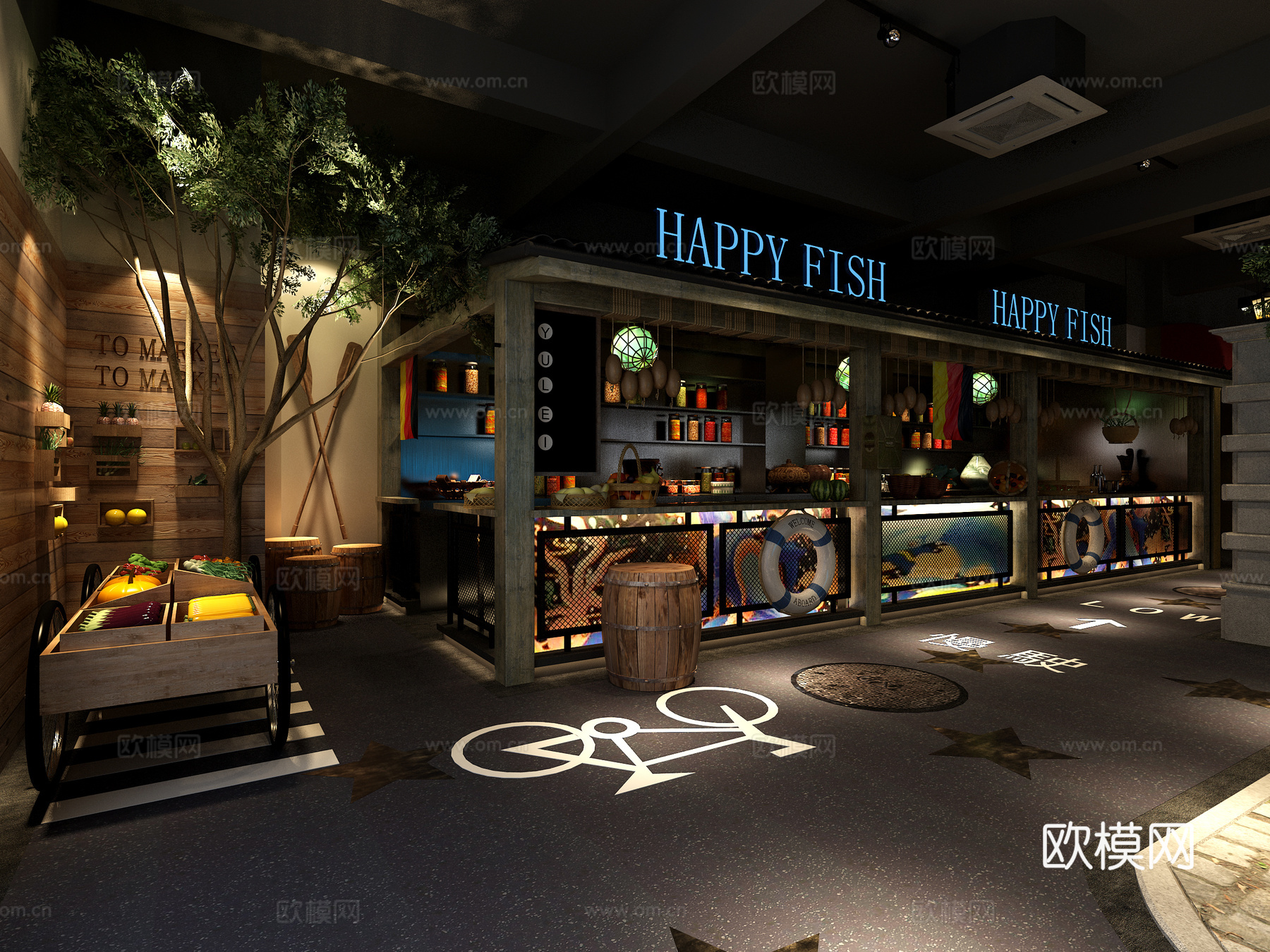 现代海洋主题餐厅3d模型