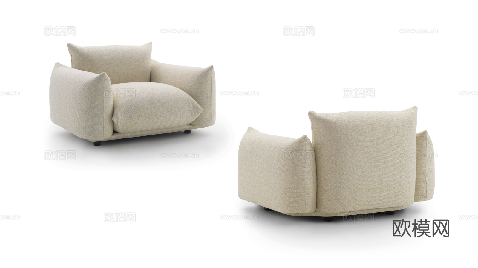 arflex 单人沙发3d模型下载（渲染图1）