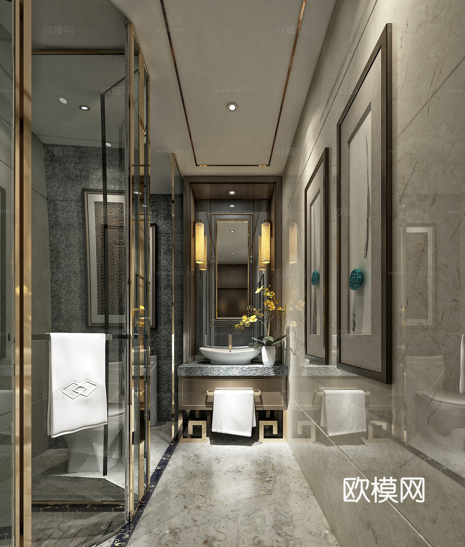 后现代别墅卫生间3d模型