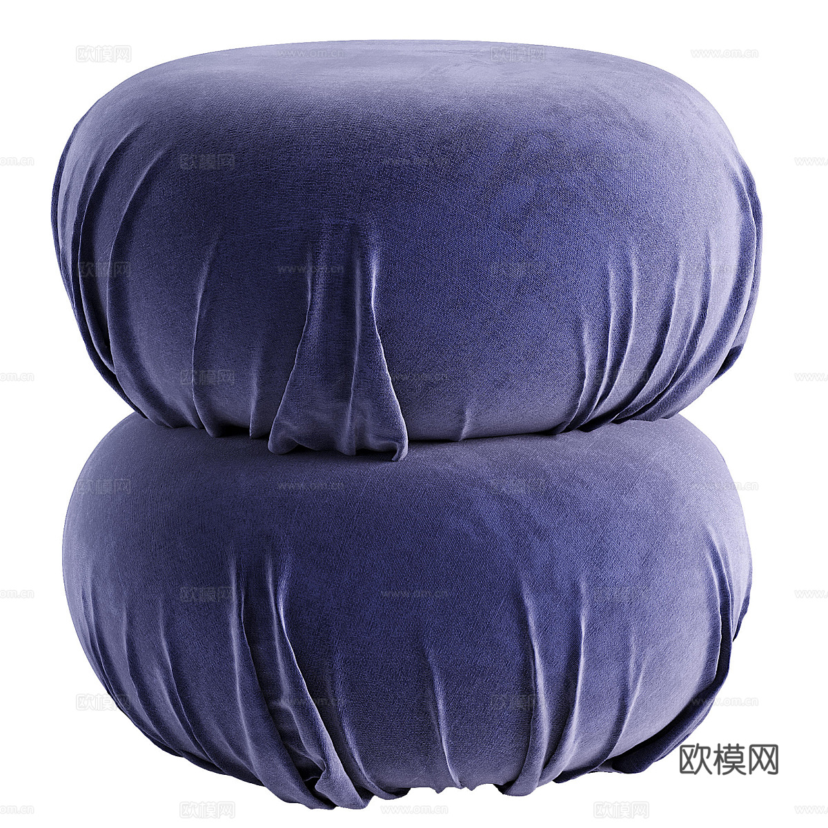 新中式米色天鹅绒坐垫凳3d模型