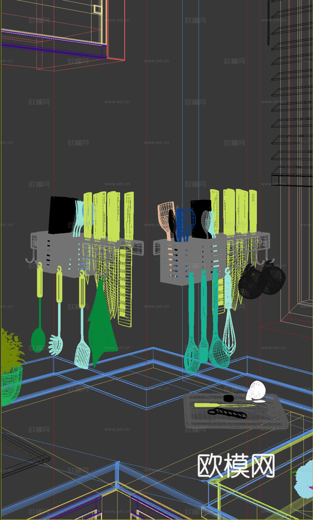 厨房刀架筷子筒3d模型