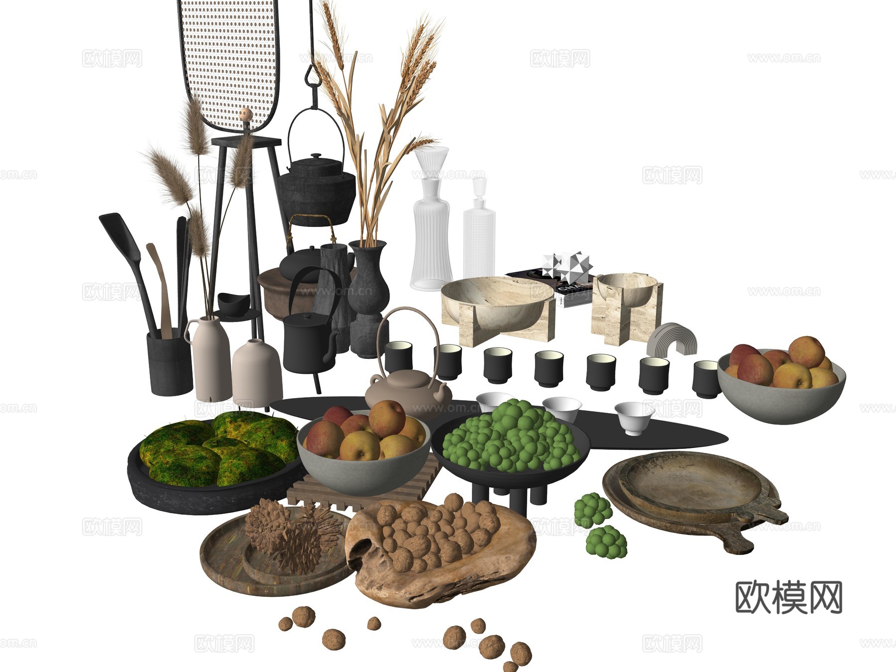 现代桌面装饰摆件美食su模型