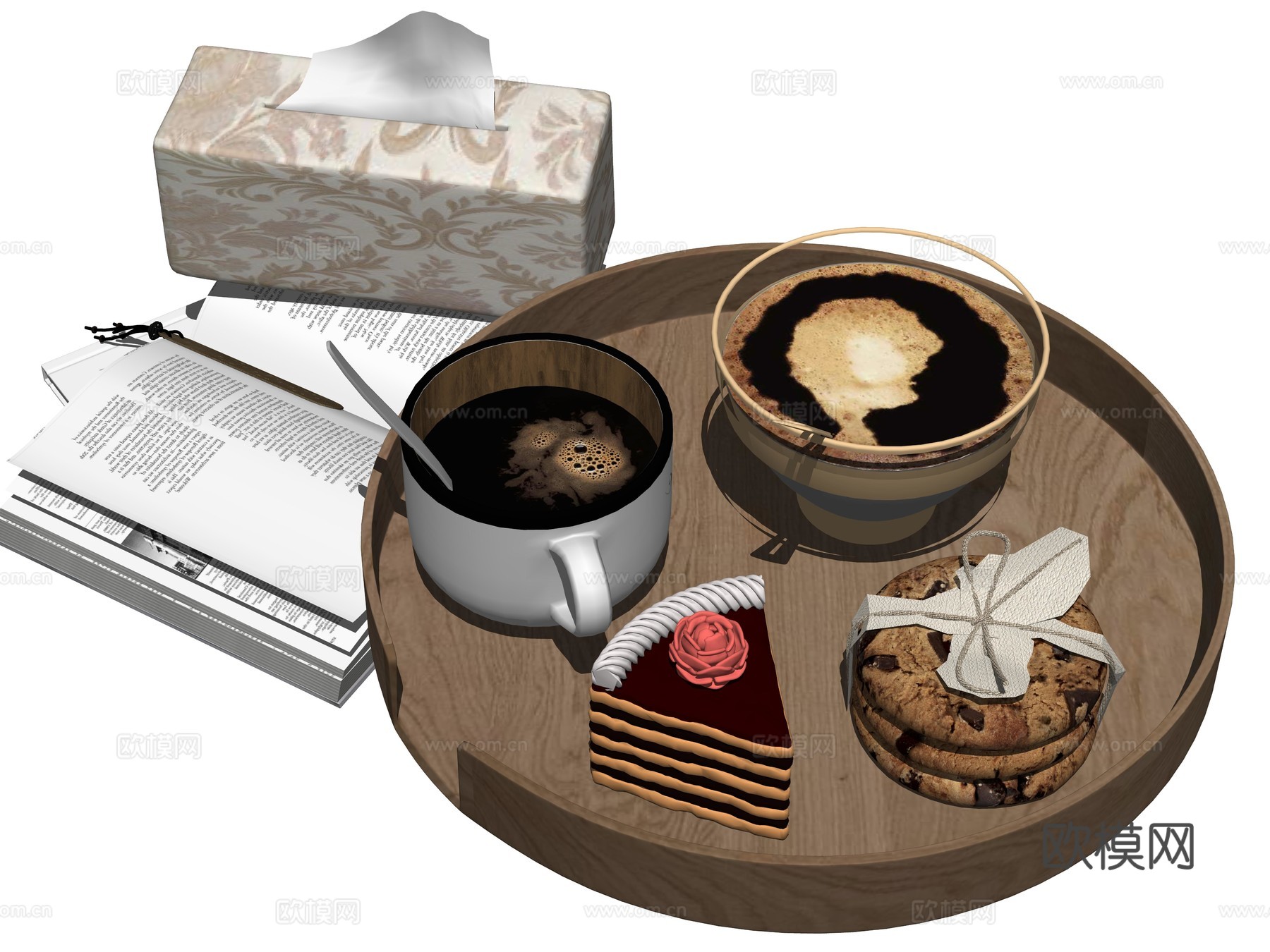 现代美食蛋糕咖啡su模型
