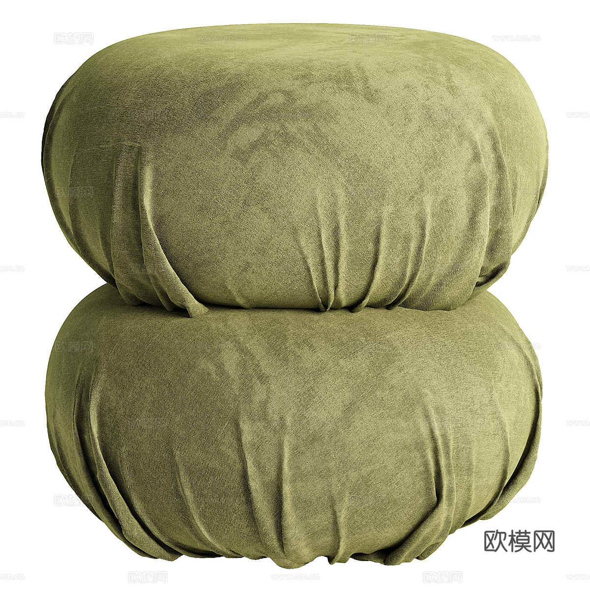 新中式米色天鹅绒坐垫凳3d模型