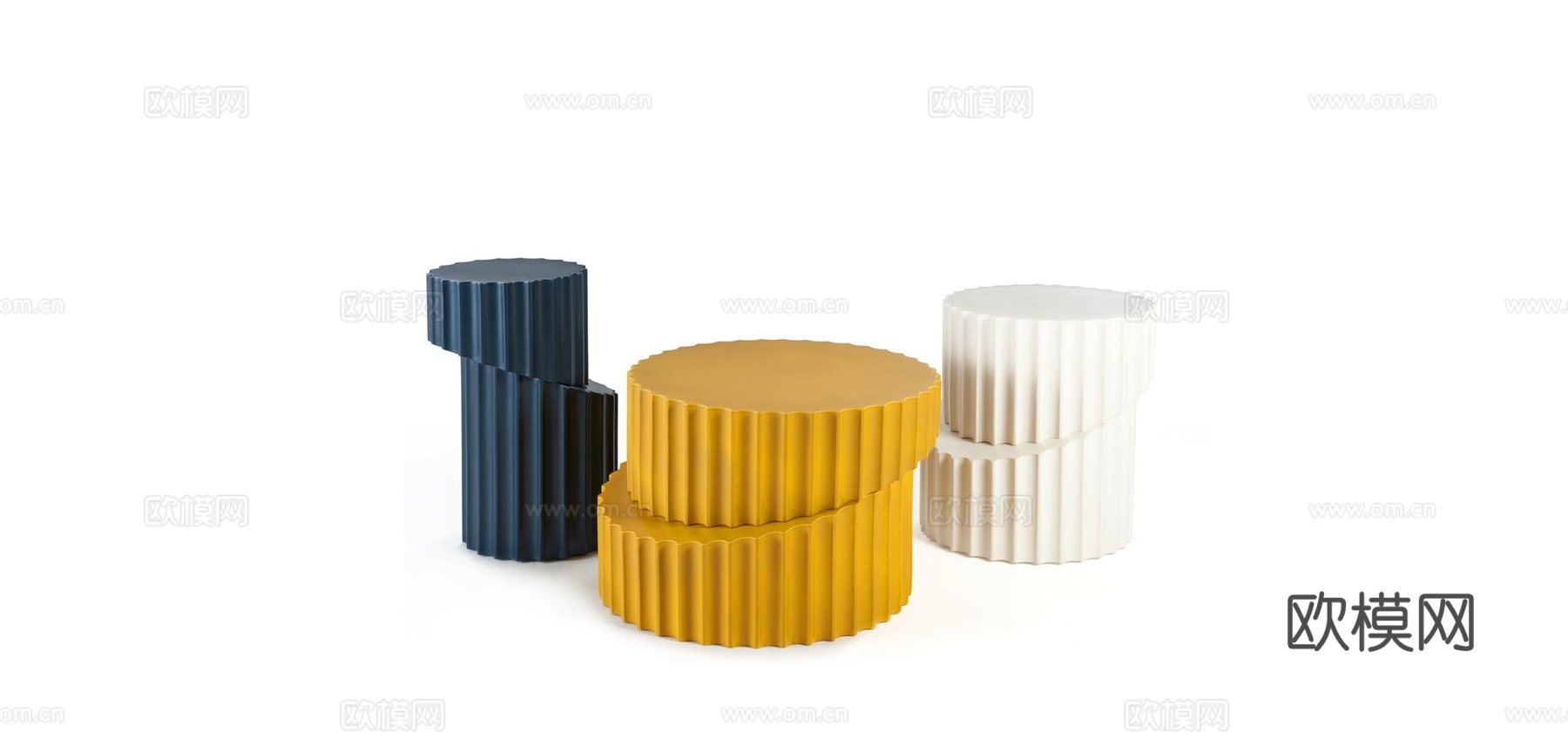 rochebobois 意式组合茶几3d模型下载（渲染图1）