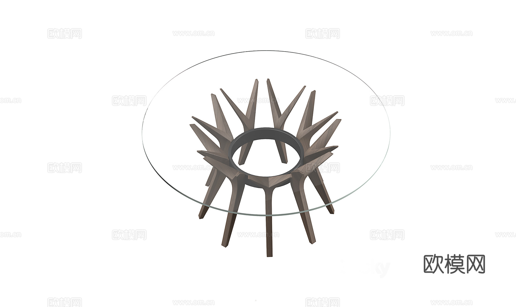 rochebobois 原木风圆餐桌3d模型下载（渲染图2）