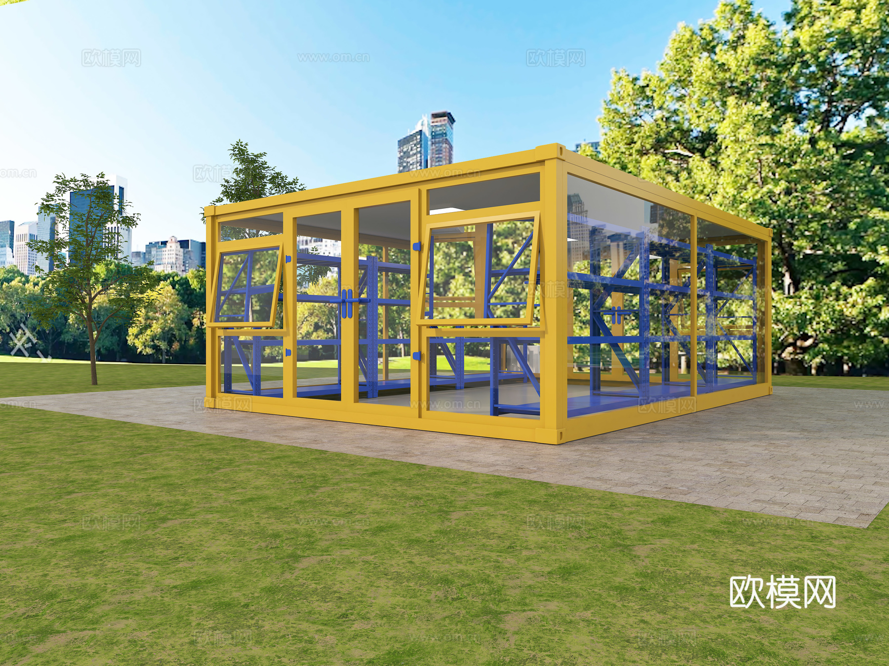 集装箱 玻璃房3d模型下载