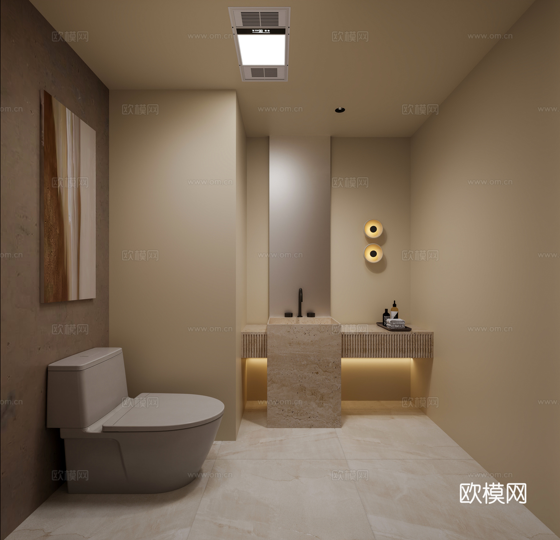 诧寂风卫生间 奶油风卫生间 民宿卫生间 诧寂风洗手间 卫生间3d模型