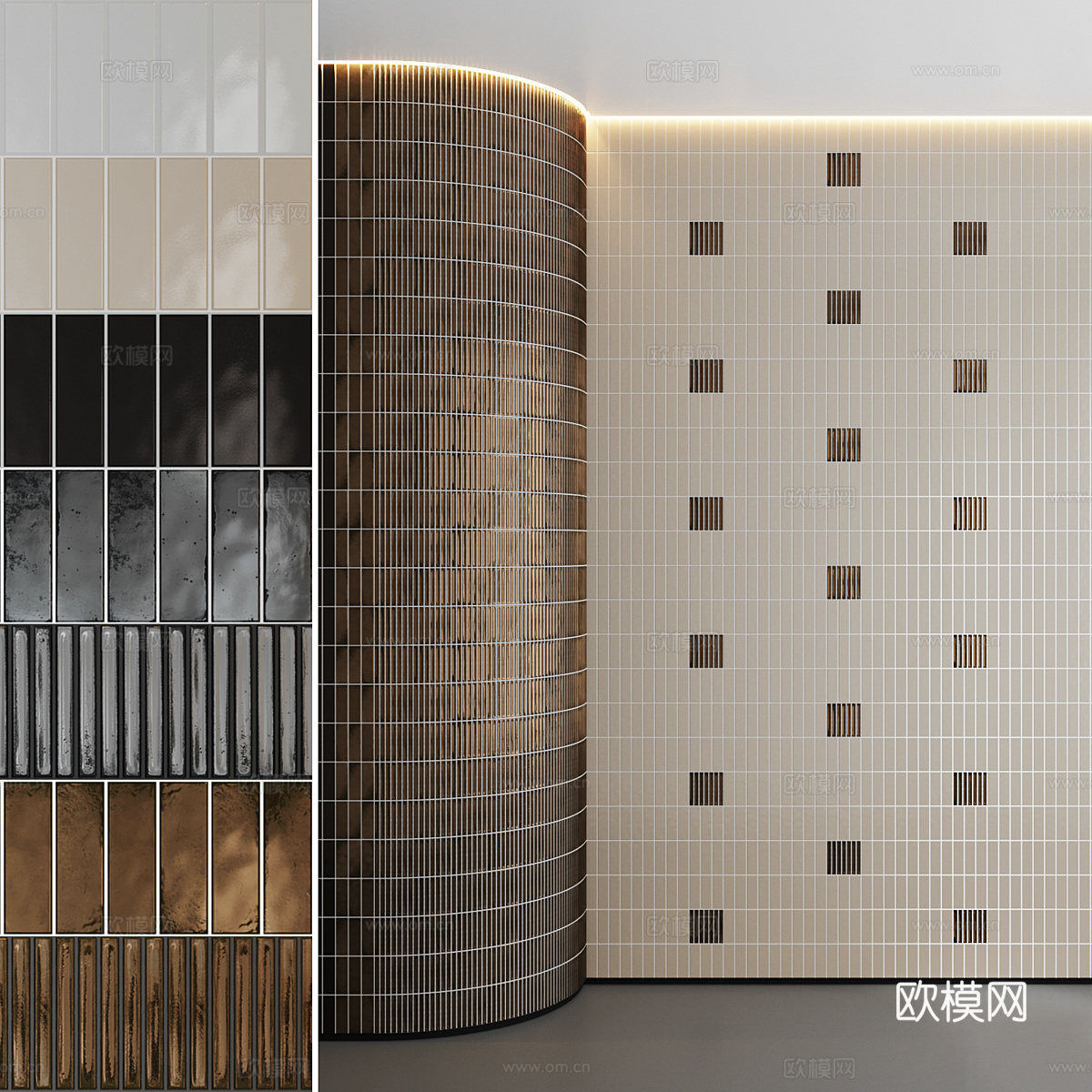 新中式轻奢瓷砖 花砖 马赛克瓷砖3d模型