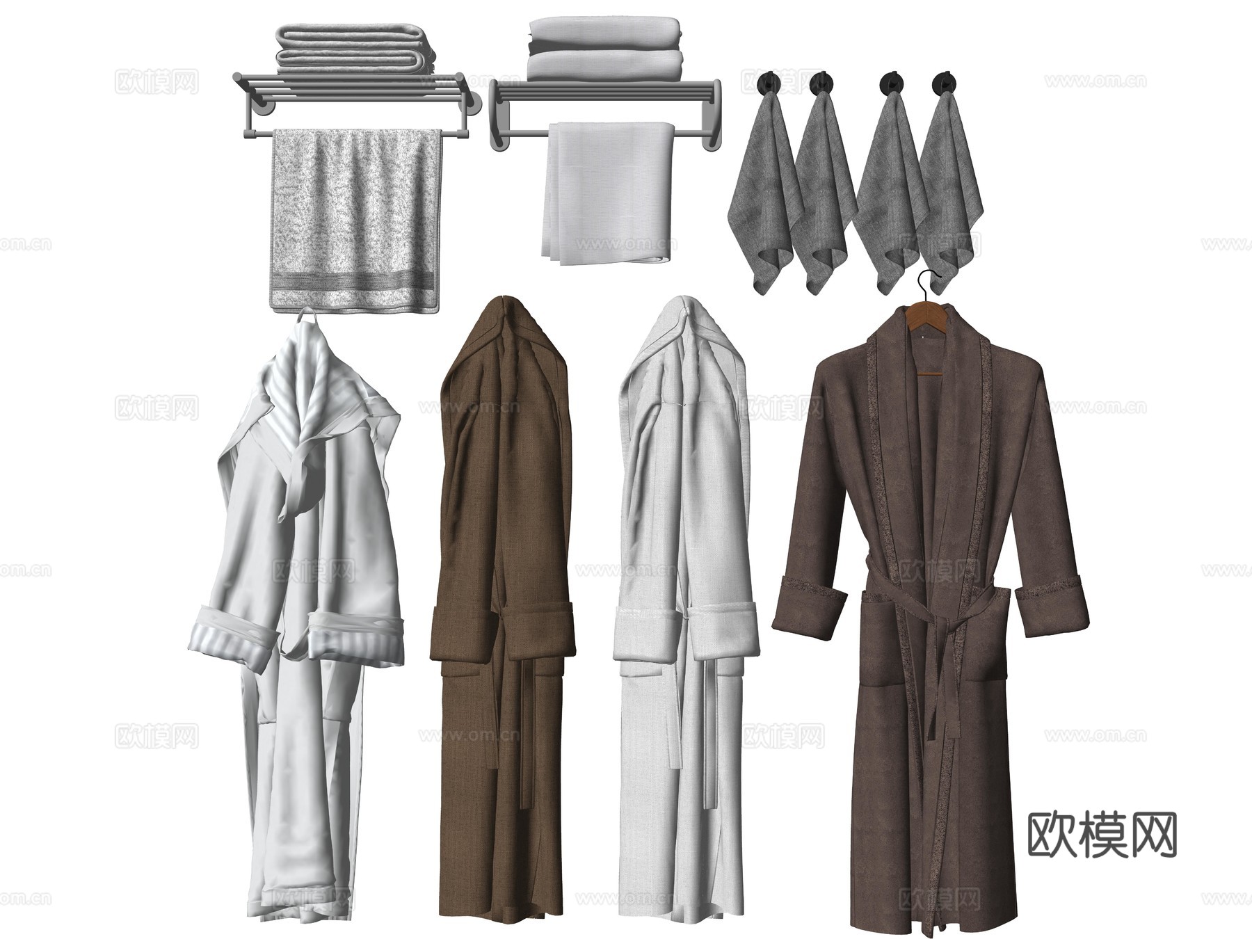 现代浴室浴袍衣服手巾su模型