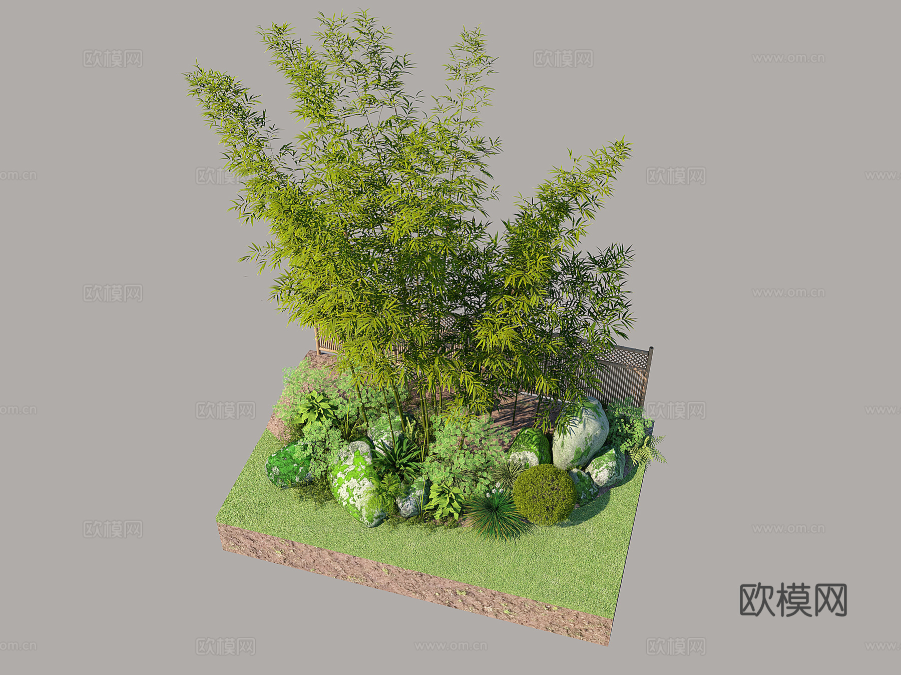 现代景观植物 现代景观灌木 花草 景观石头su模型
