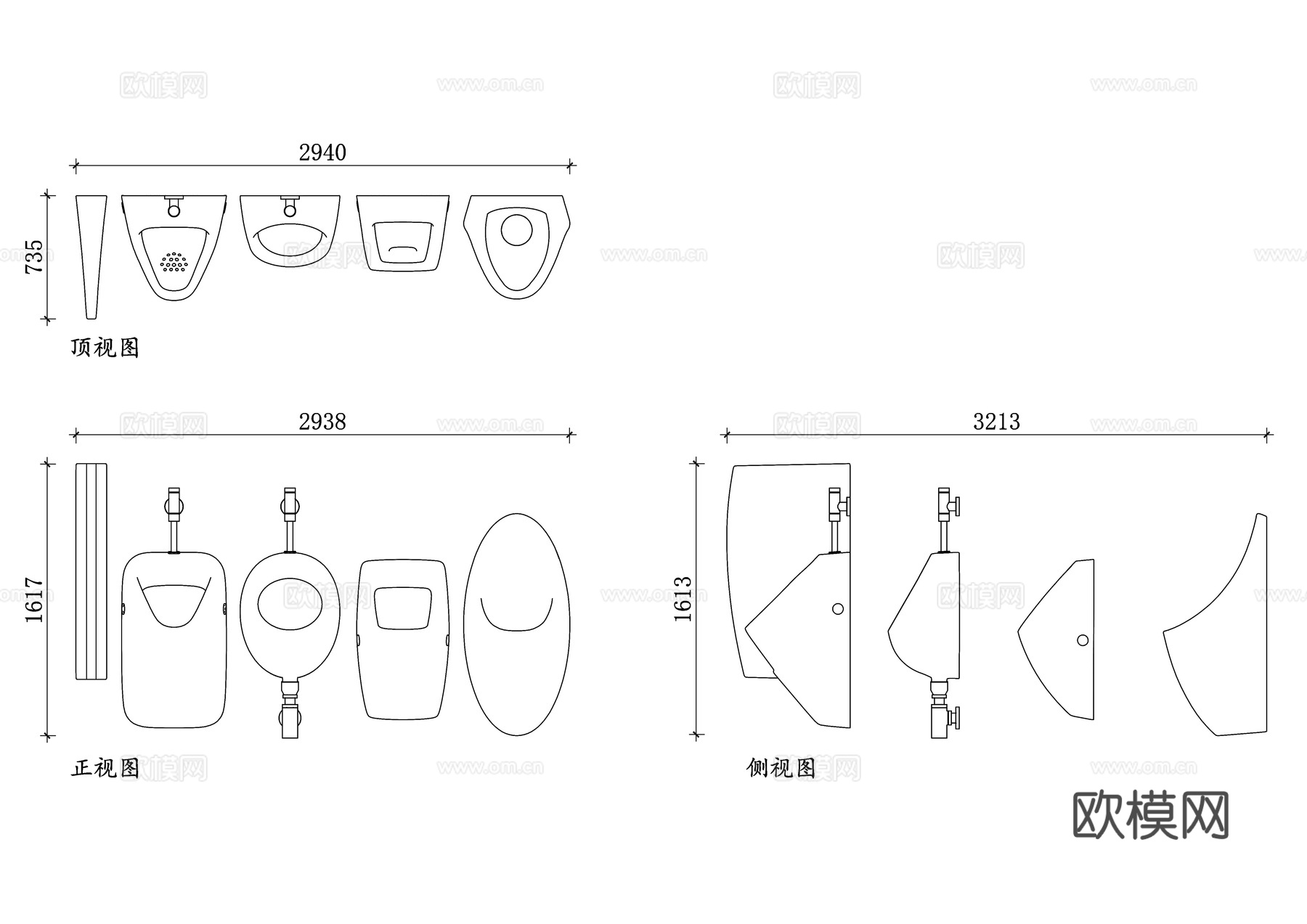 现代小便池 时尚小便斗 简约小便池 公共卫生间小便池cad施工图