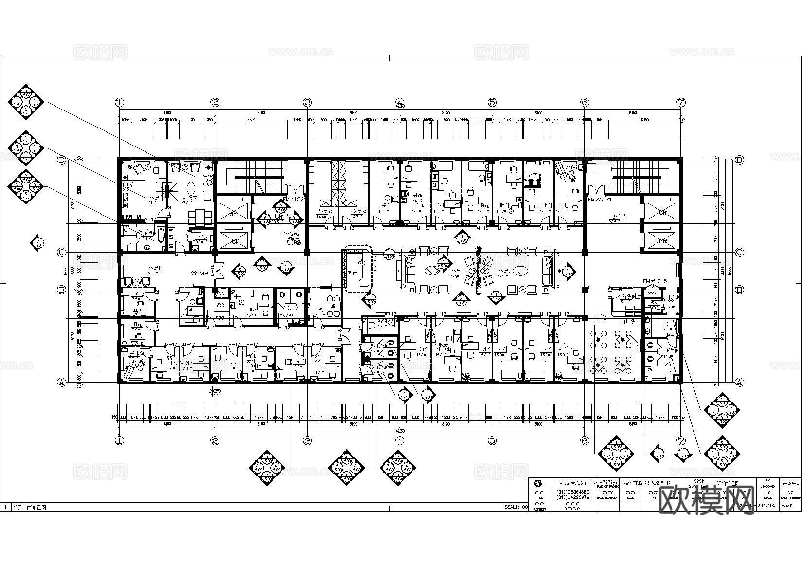 医院 体检中心施工图5000㎡cad施工图