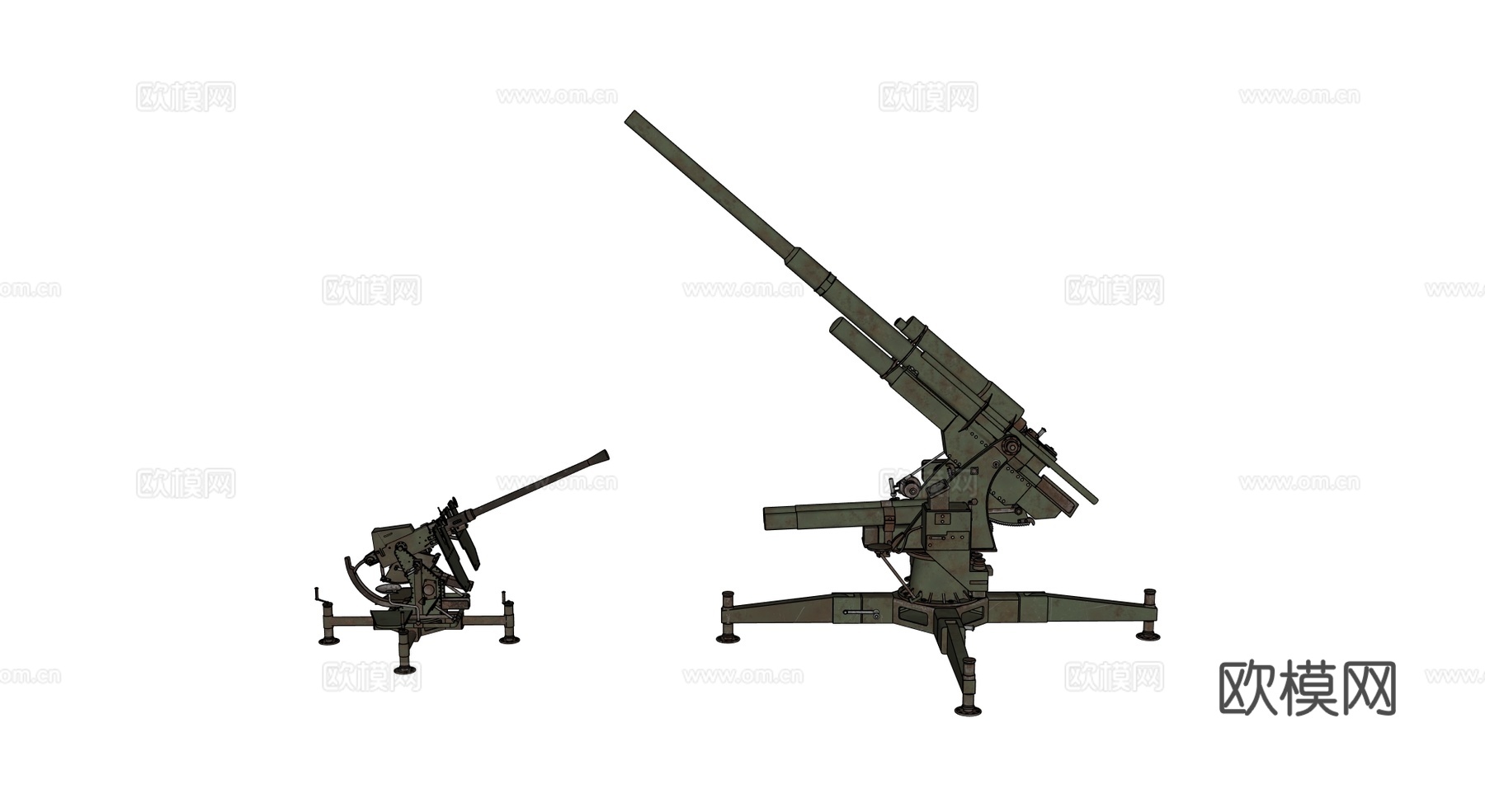 高射炮 追击炮 高射机枪 大炮 防空炮免费su模型
