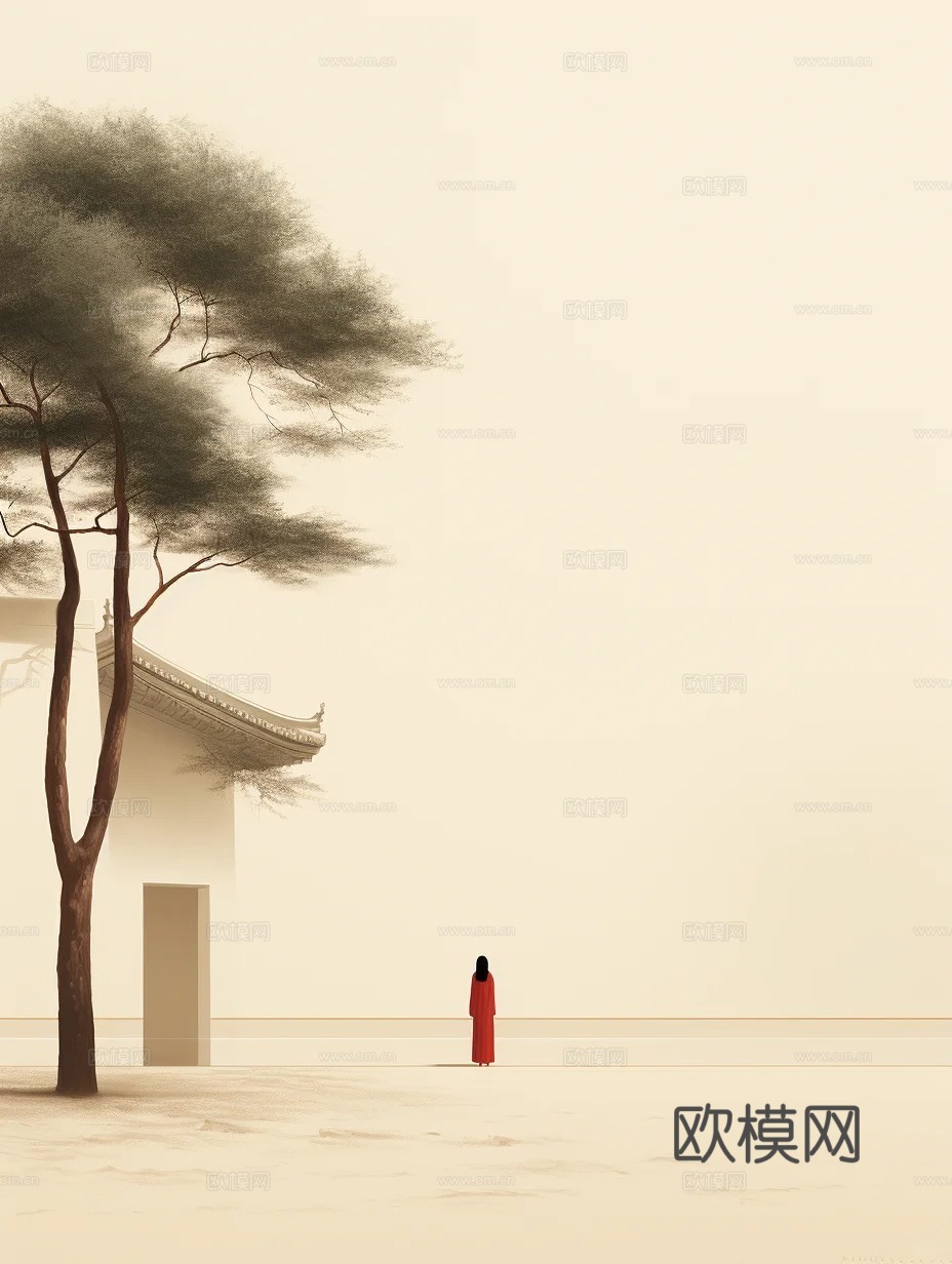 中式人物场景氛围装饰画贴图