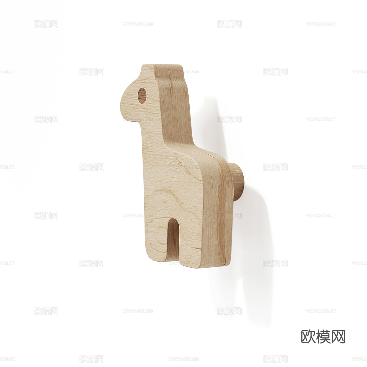 现代北欧儿童家具木质动物拉手3d模型
