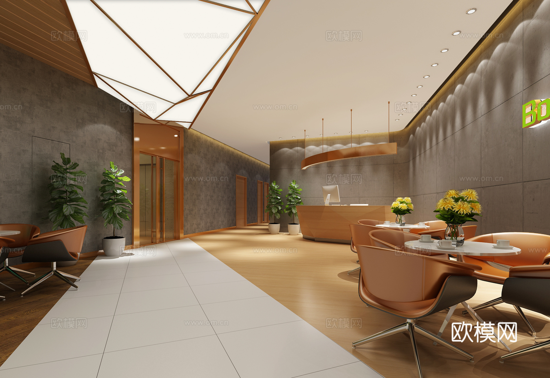 现代公司前台接待3d模型