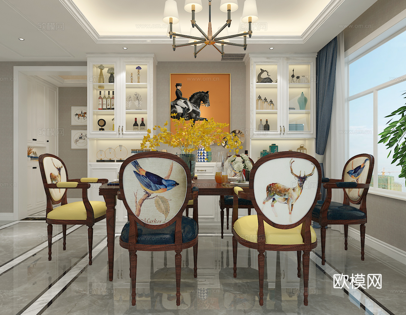 美式经典美式餐厅3d模型
