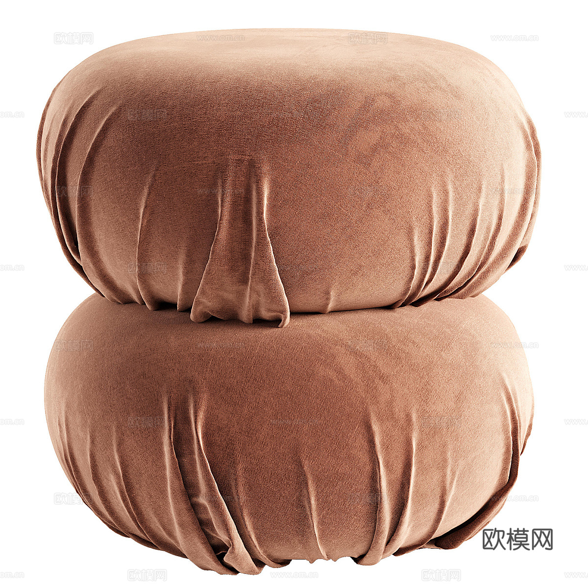 新中式米色天鹅绒坐垫凳3d模型