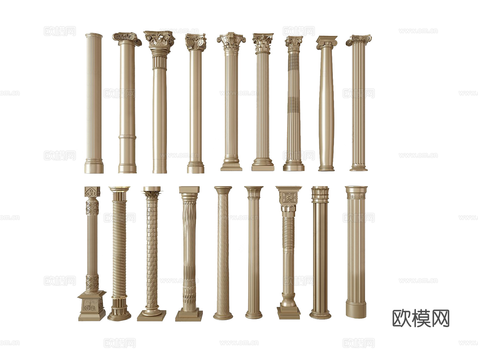 欧式古典柱子组合3d模型