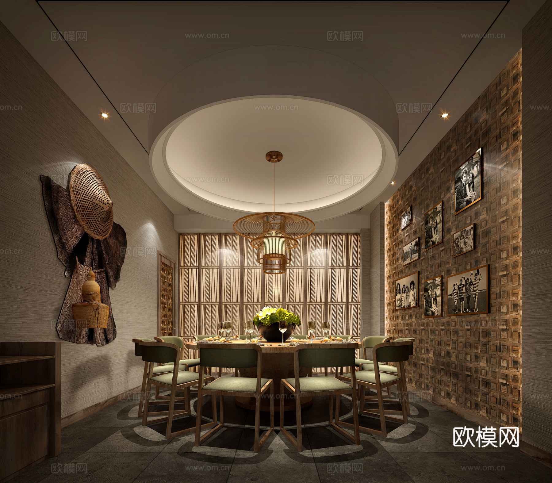 新中式餐饮包厢3d模型