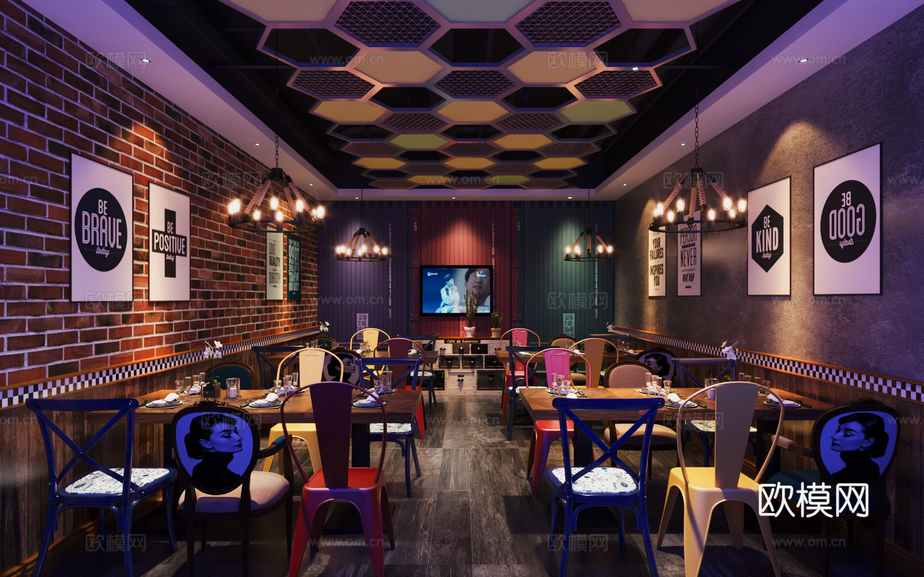 工业风火锅餐厅3d模型