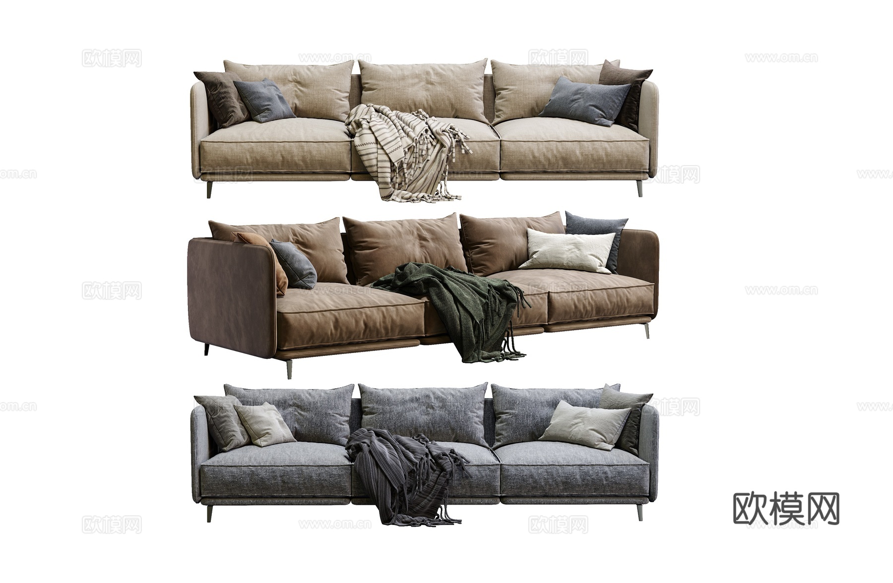 arflex 三人沙发3d模型下载（渲染图2）