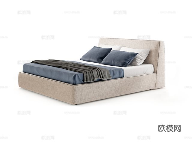 alberla 双人床3d模型下载（渲染图1）