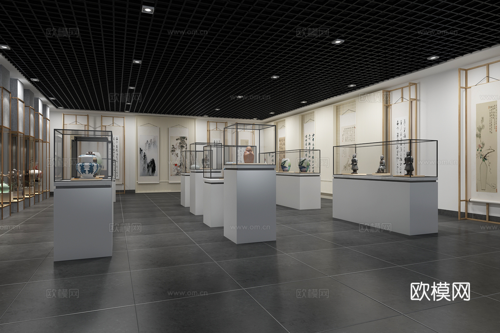 新中式大展厅3d模型