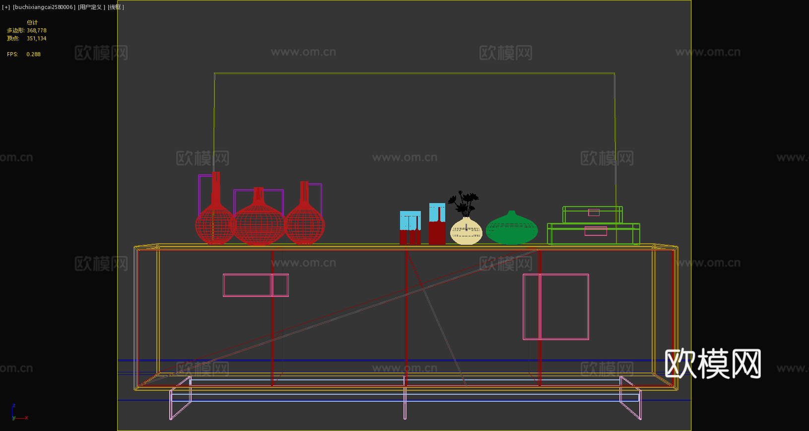 新中式玄关柜 边柜 电视柜 端景柜 餐边柜 新中式摆件 挂画3d模型