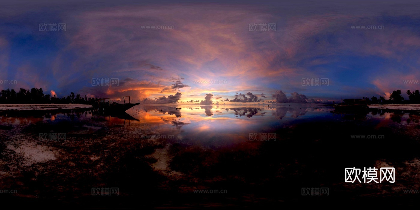 湖边黄昏全景贴图