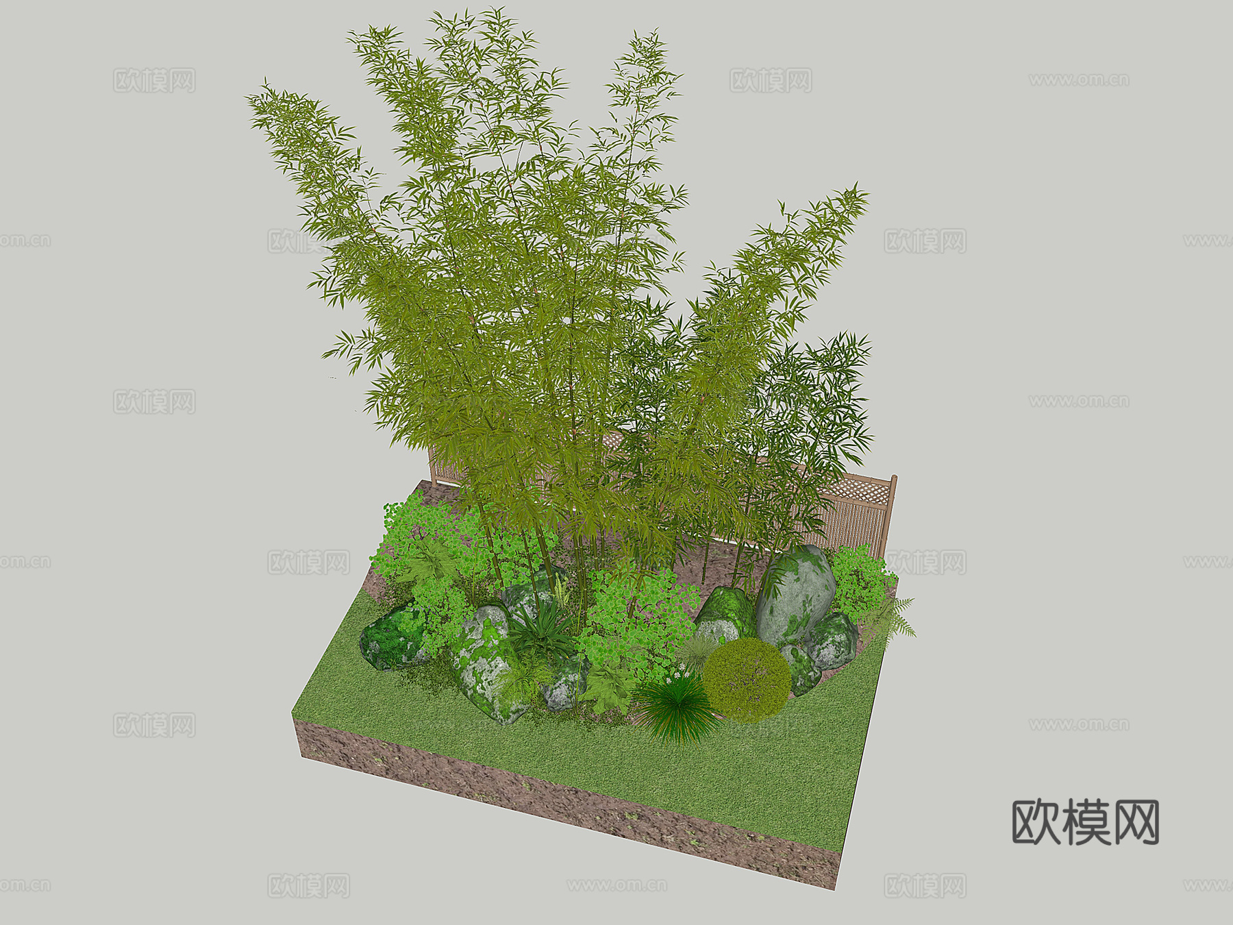 现代景观植物 现代景观灌木 花草 景观石头su模型