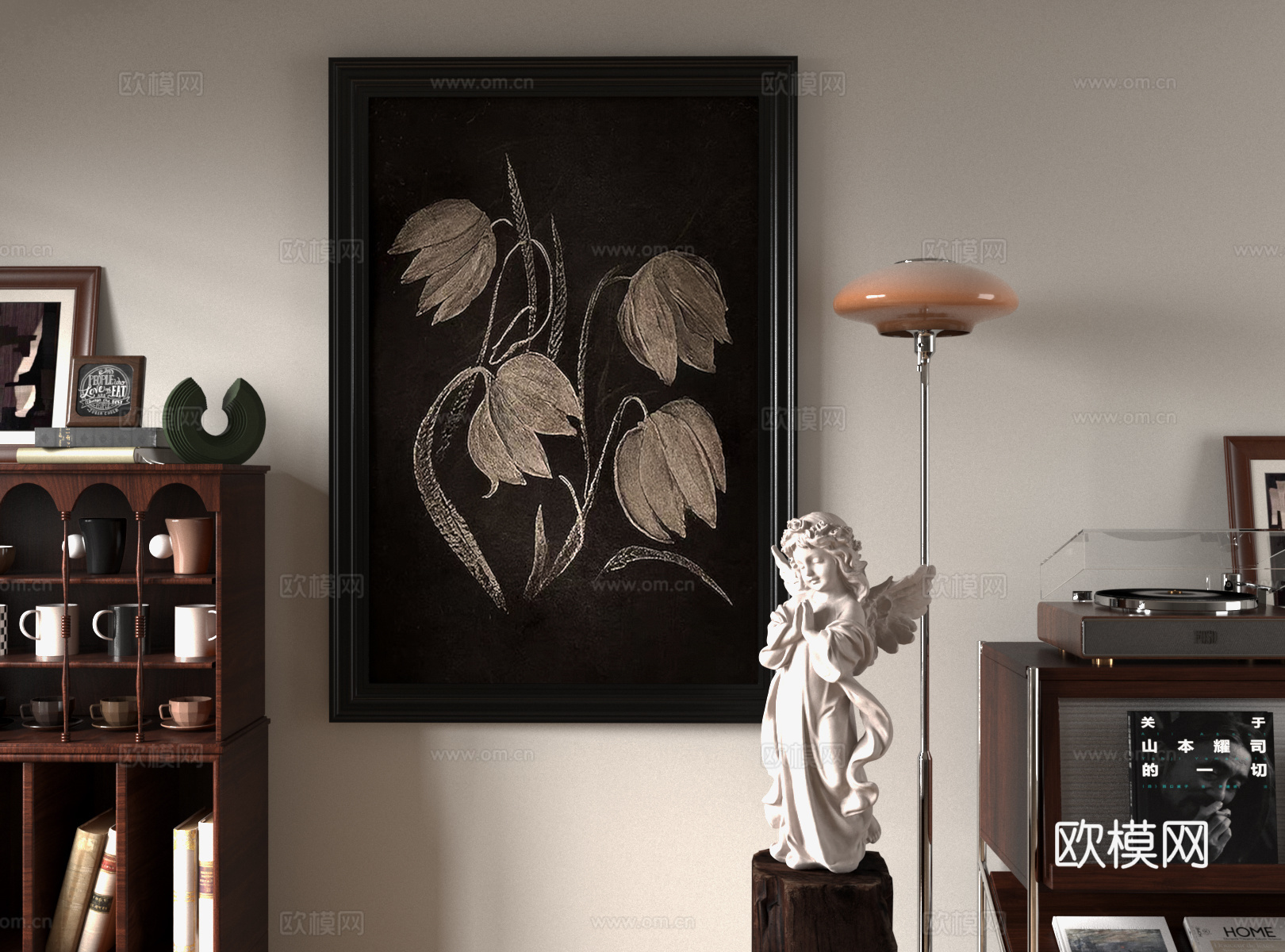 法式中古风复古装饰挂画中古斗柜3d模型