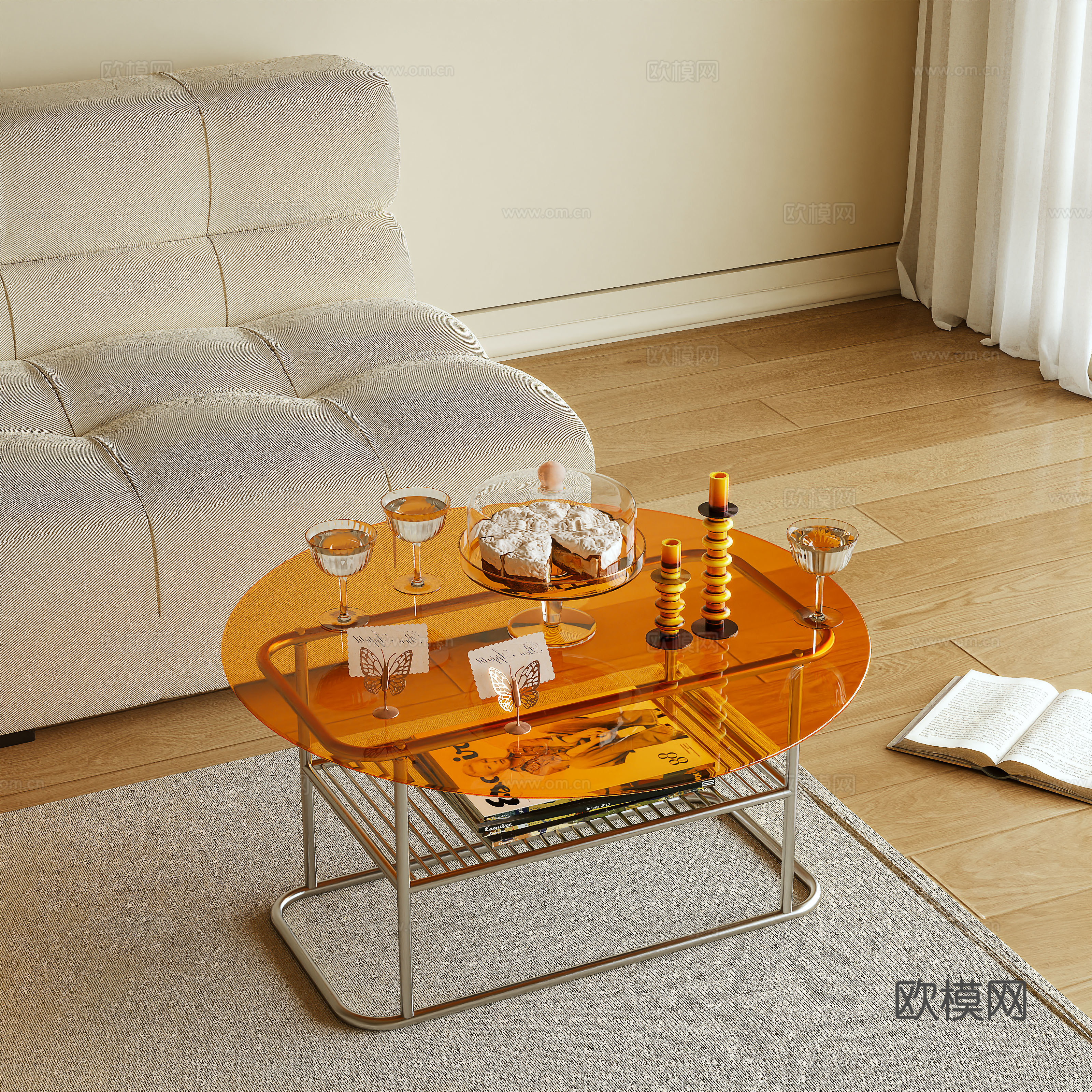 茶几 亚克力 金属茶几3d模型