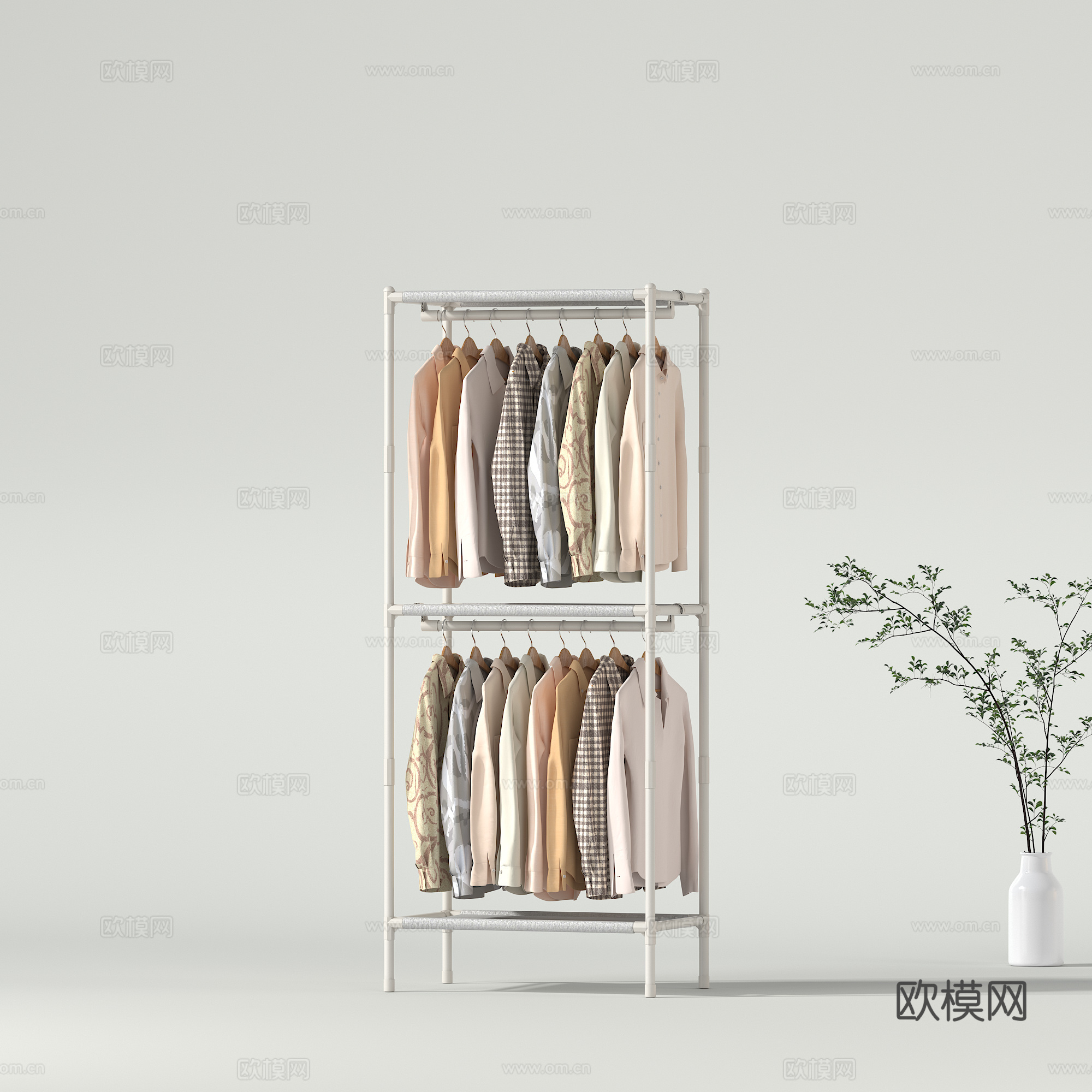 现代衣架 衣服3d模型