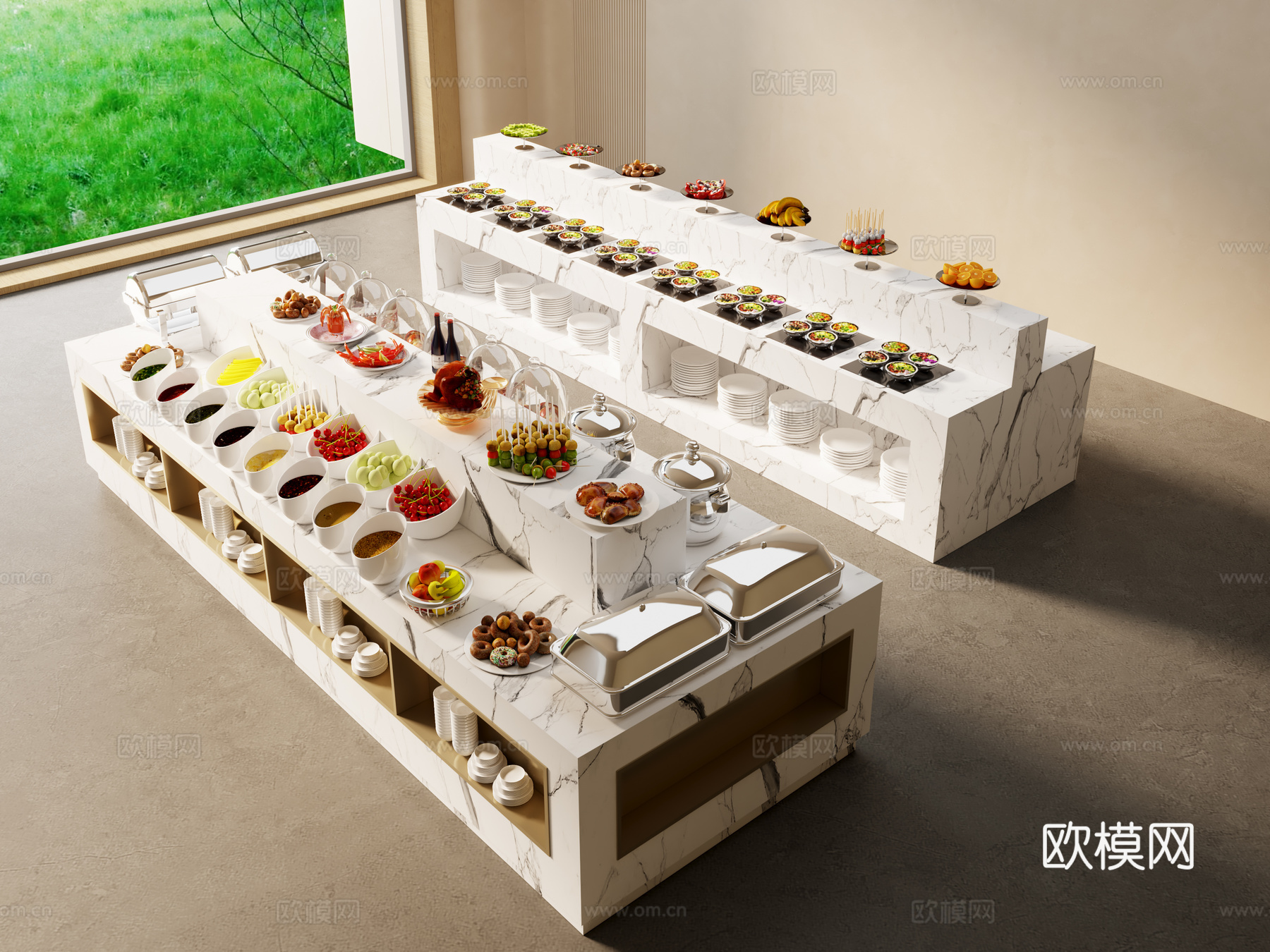 自助餐台3d模型
