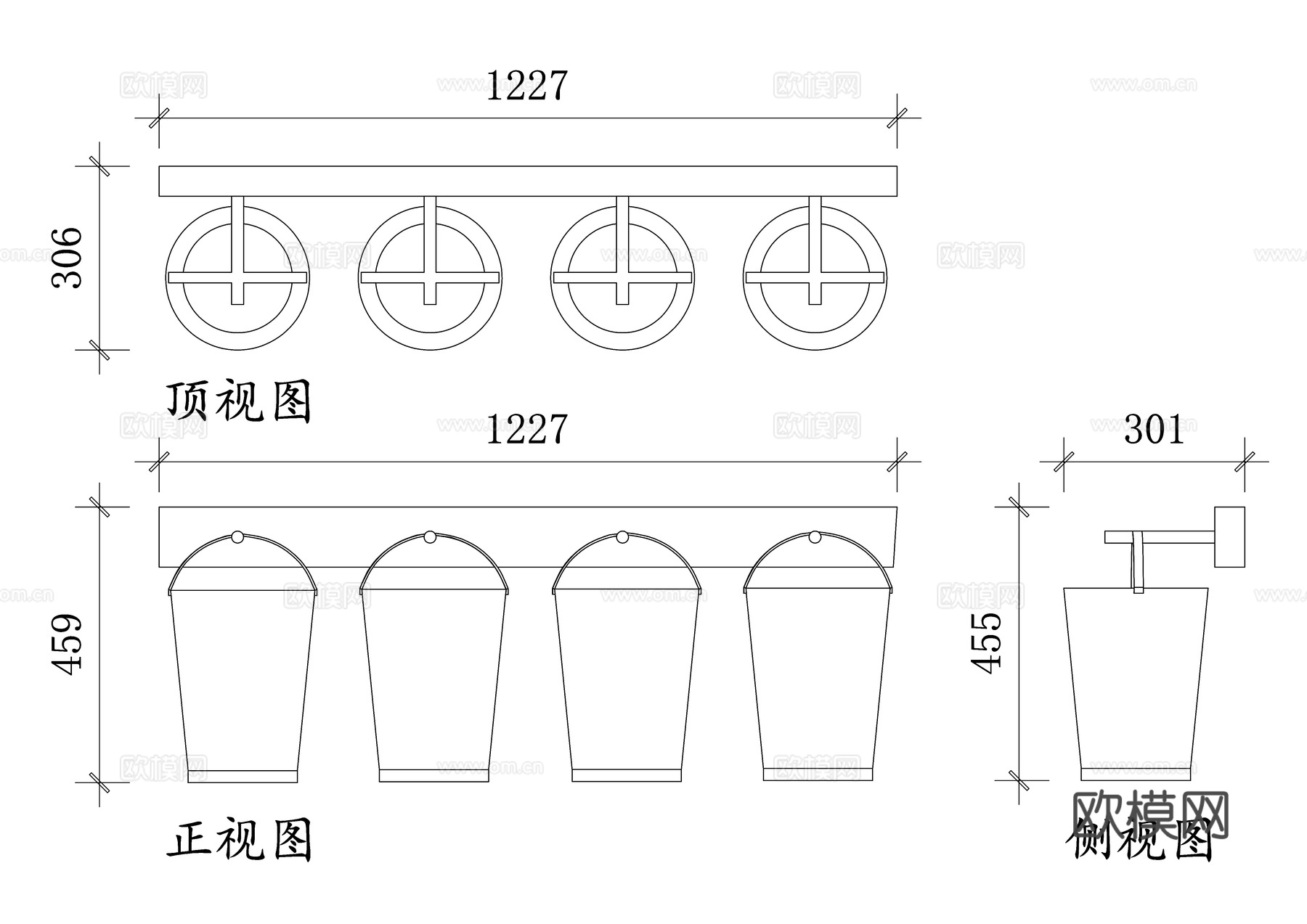 消防桶架 灭火器存放架 消防器材架 消防设备支架 消防桶放置cad施工图
