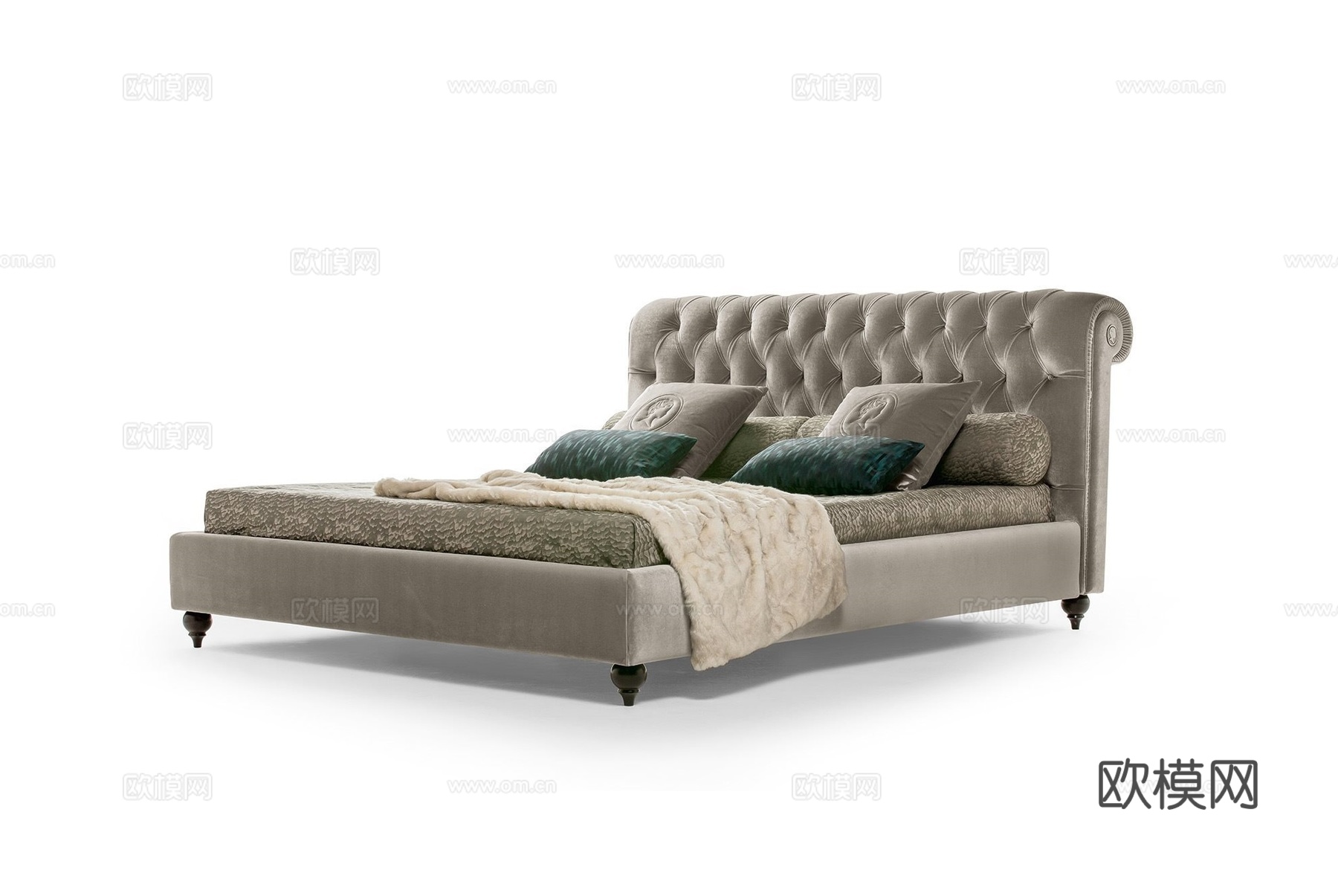 alberla 简欧双人床3d模型下载（渲染图2）