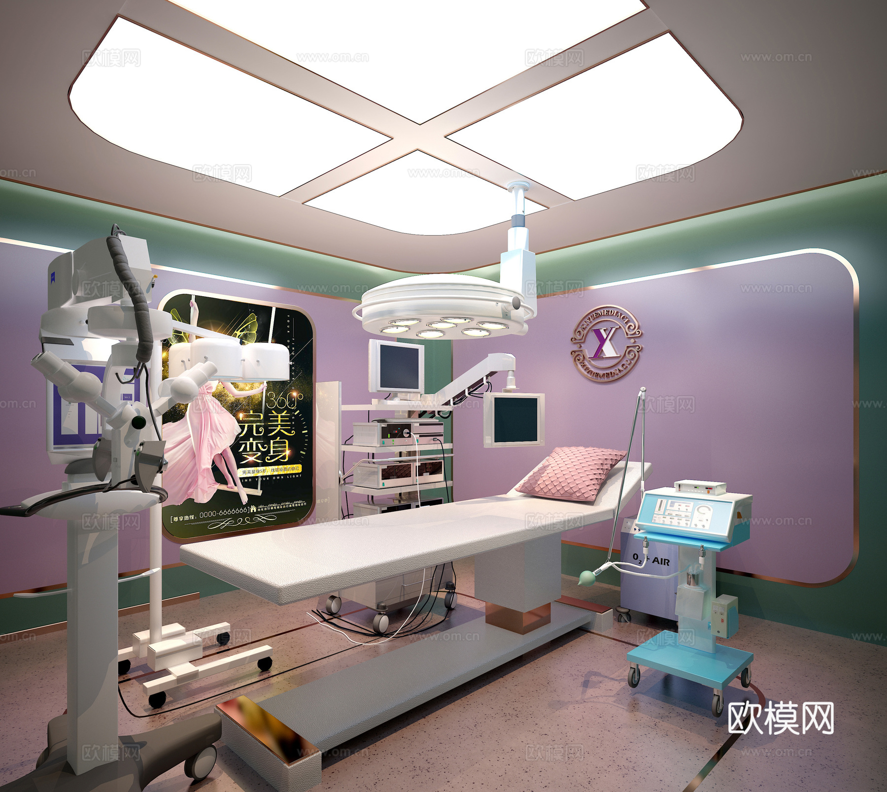 现代美容医院手术室3d模型
