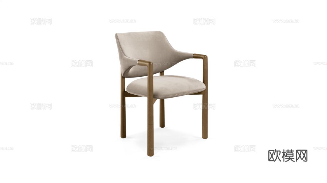 rochebobois 意式扶手餐椅3d模型下载（渲染图1）