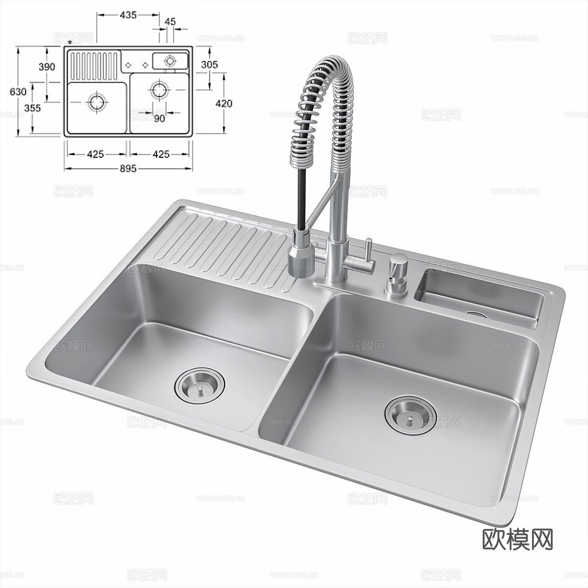 Nabu水槽和豪华水龙头3d模型