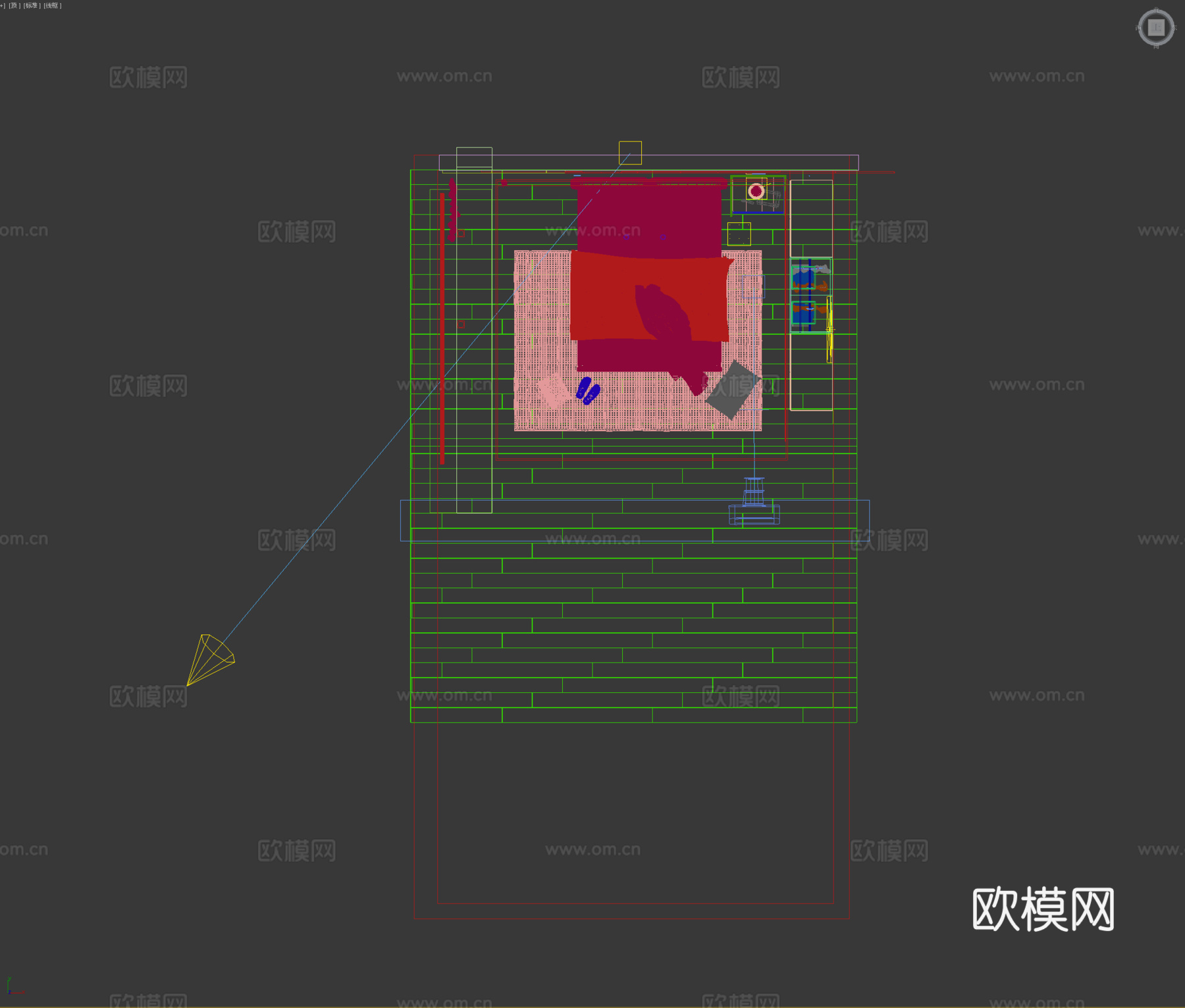 现代卧室床头柜吊灯开关面板3d模型下载（渲染图4）