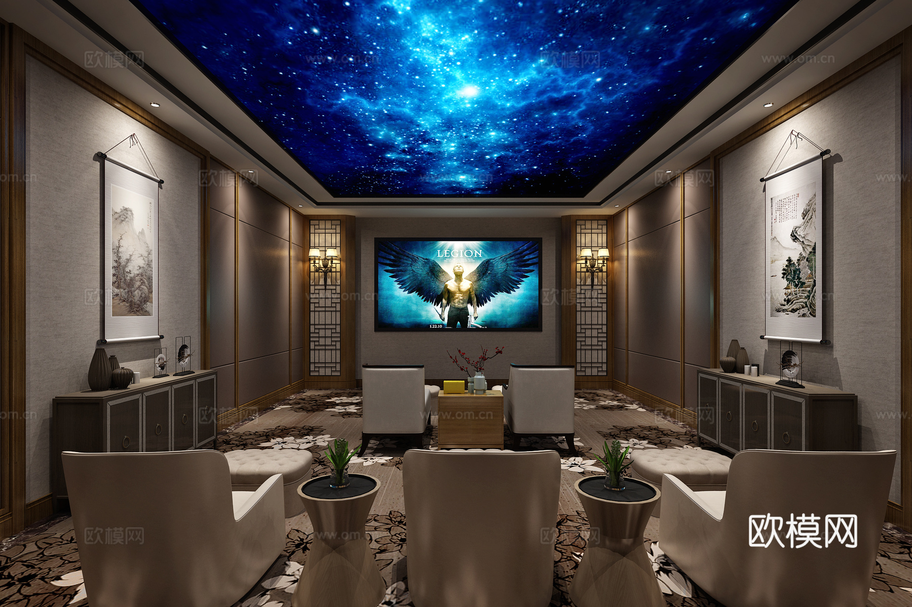 新中式影音室 视听间3d模型