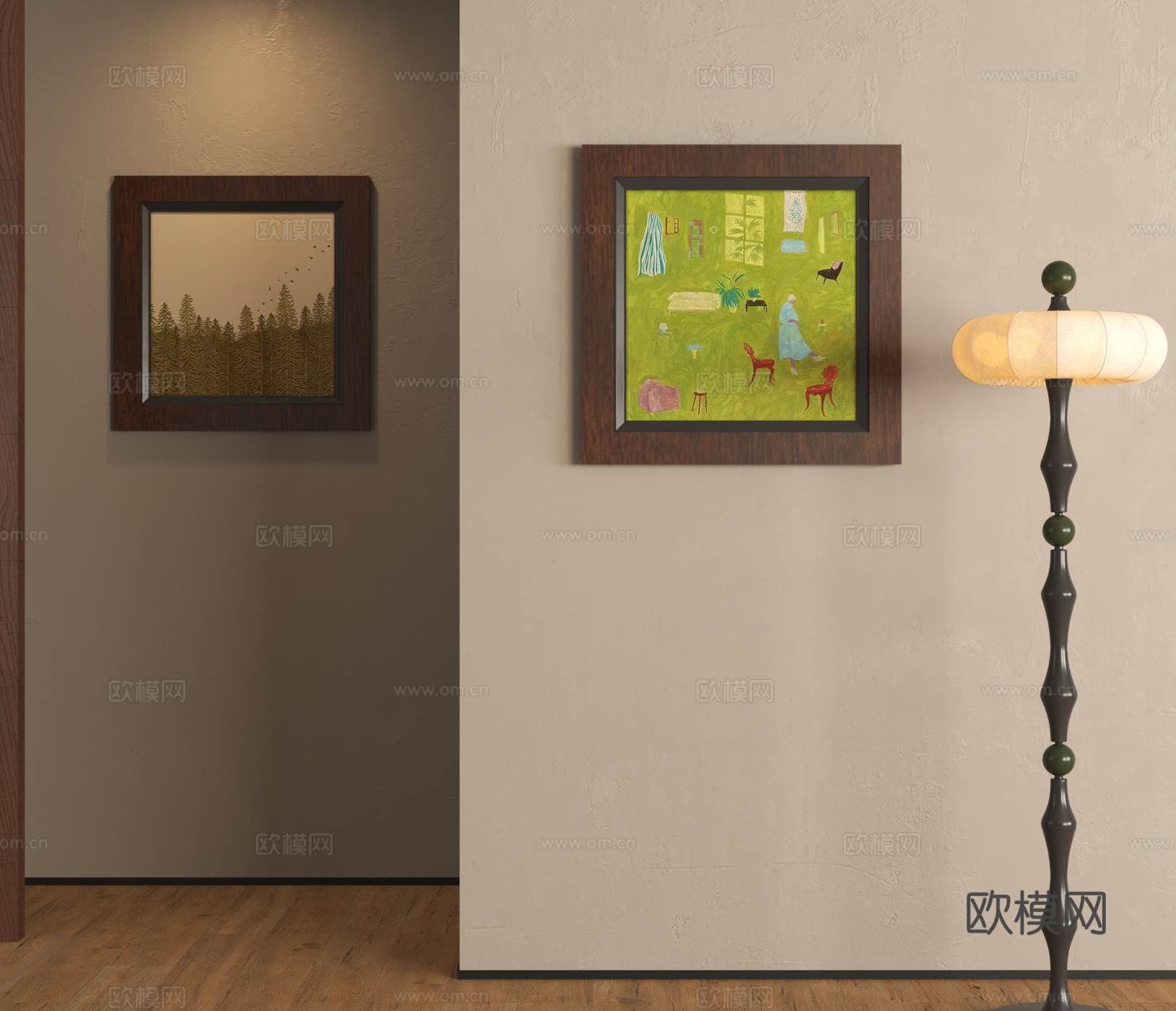 法式奶油风挂画3d模型