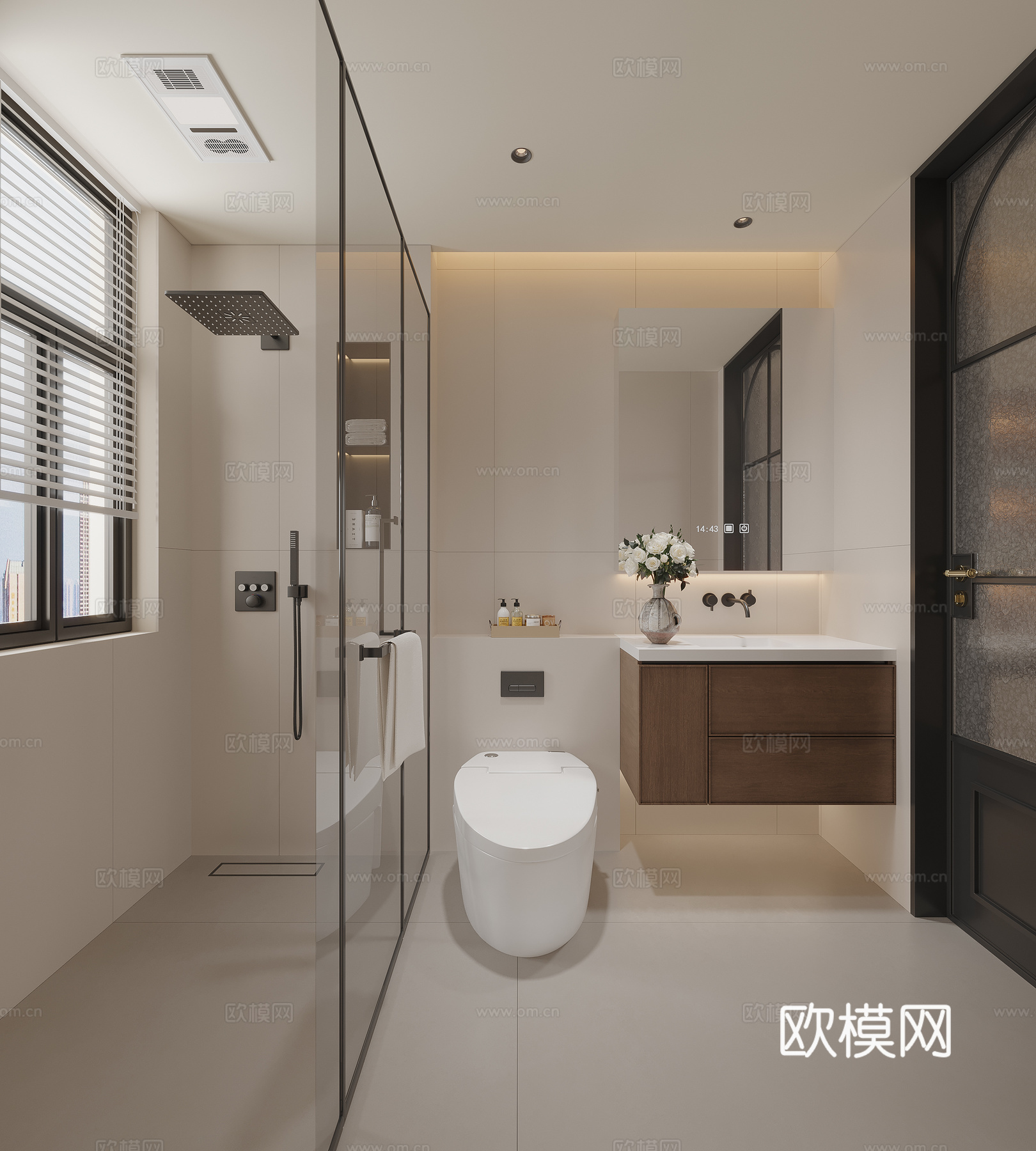 奶油风卫生间3d模型
